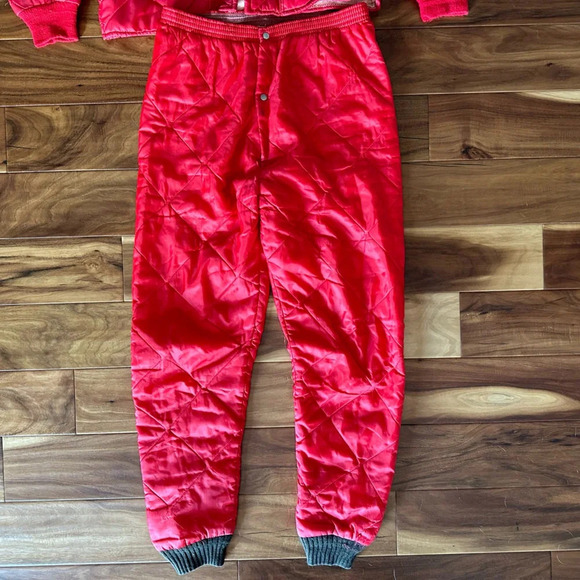 RedHead Vintage 1960s Diamond Quilted Red Puffer Pants and Jacket Set Medium - Picture 7 of 8